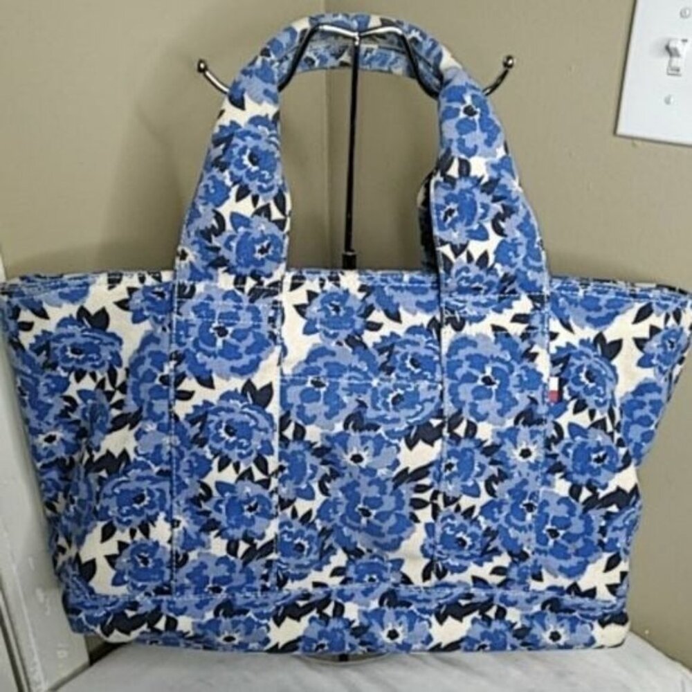 Large Tommy Hilfiger Natalie Painted Floral Weekender Tote Shoulder Bag Canvas